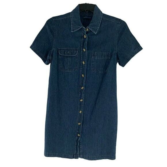 Karen Scott Dress Womens Size Medium Short Sleeve Button Down Flap Pockets Denim - Picture 1 of 8